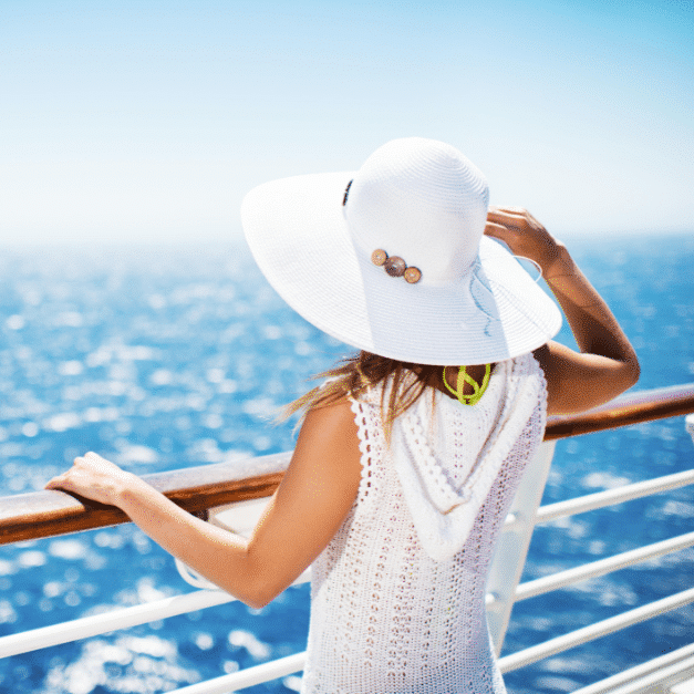 An adult child enjoying a summer holiday abroad