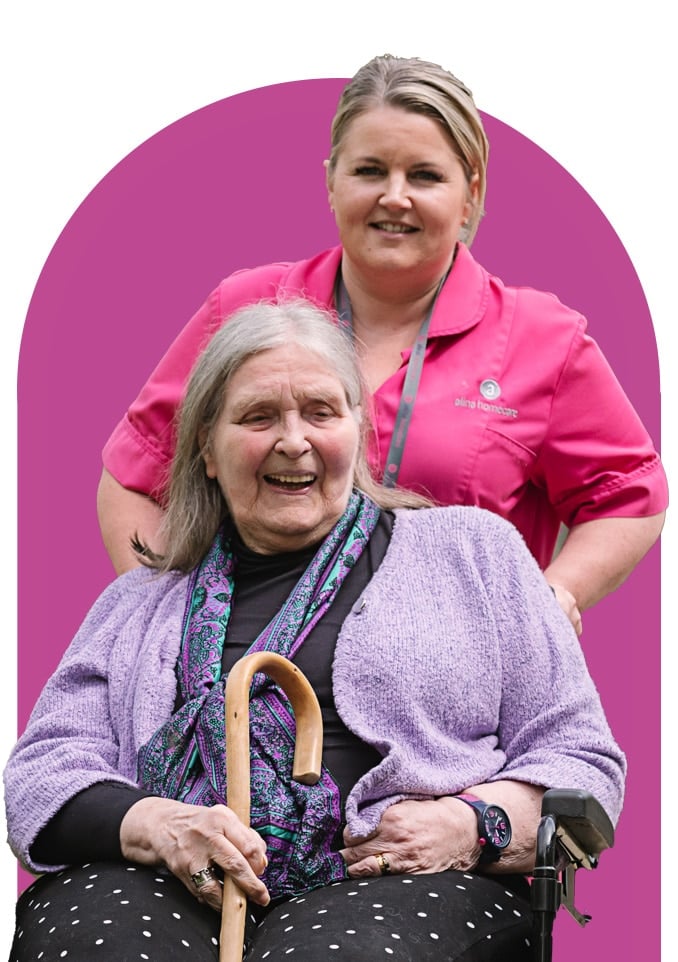 Carer with client who receives after hospital home care