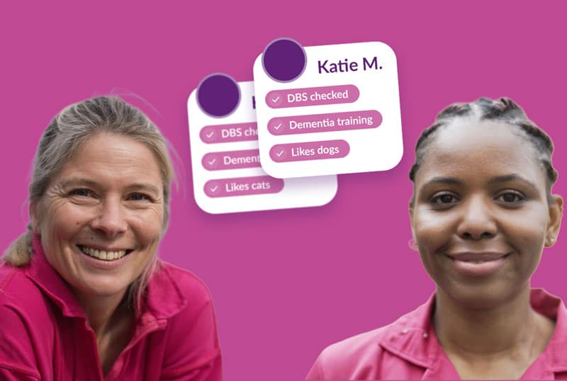 Professional carer with elderly client