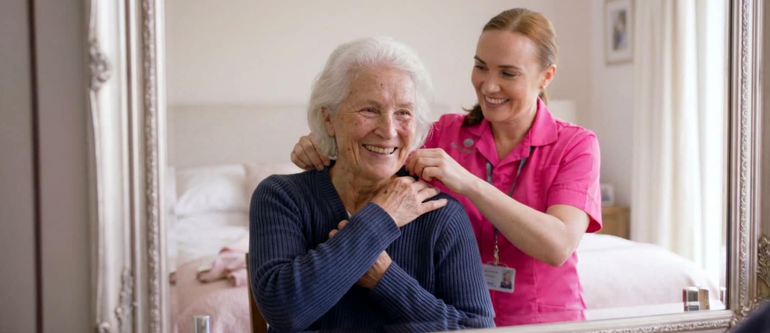 An elderly woman receiving Convalescent Care from an Alina Homecare Carer