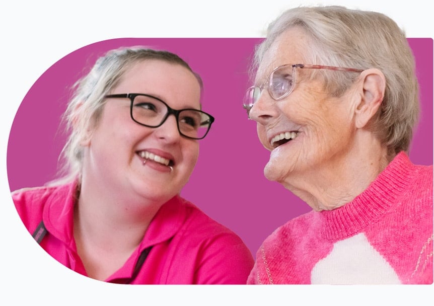 Female Carer & female client smiling