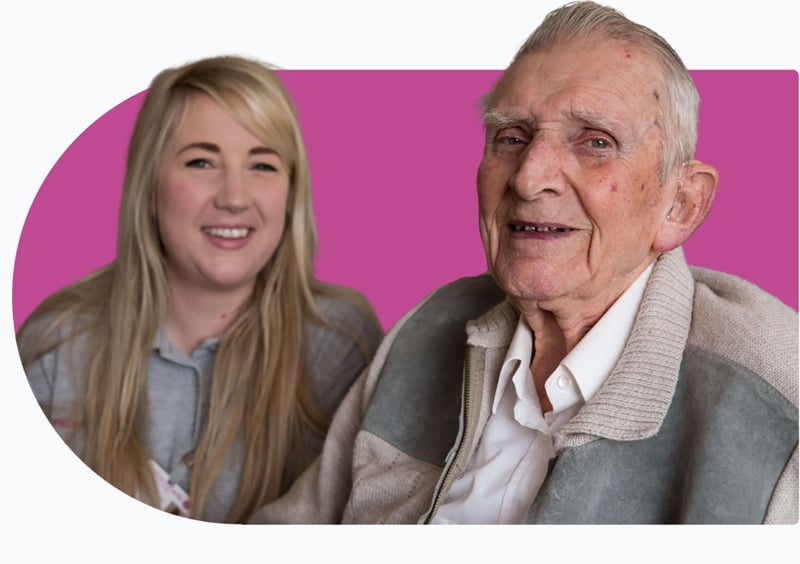 A carer and a client who receives Live-in Dementia Care 